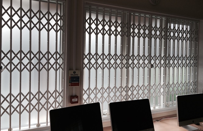 RSG1000 retractable grilles securing Springfield Community Primary School, Hackney.