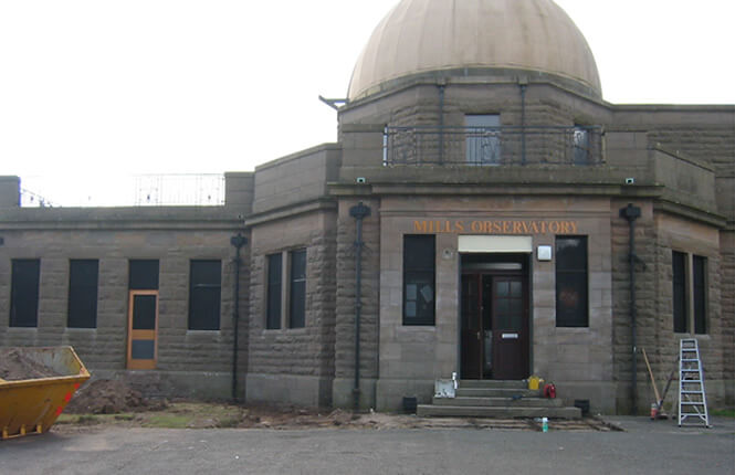 RSG2200 security shields on the front of Mills Observatory in Scotland.