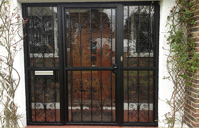 RSG3000 designed security gate with panels on entrance of domestic property in Wimbledon.