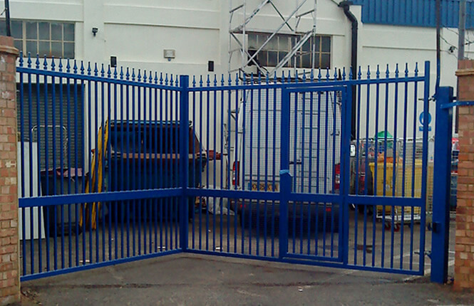 RSG3200 security gates at the entrance of an industrial unit in South London.