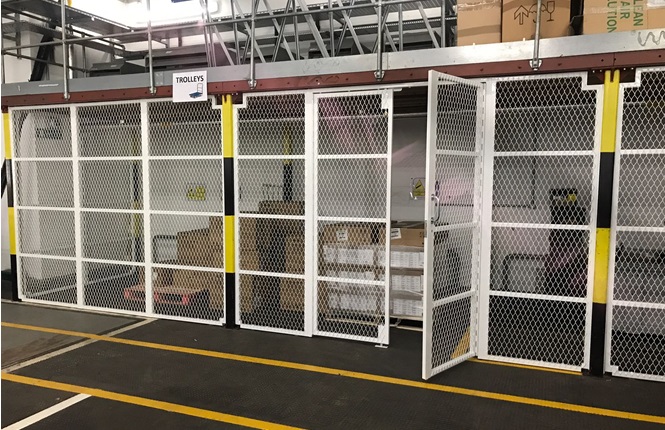  RSG4000 security enclosures creating a security area within warehouse; fitted in Central London.