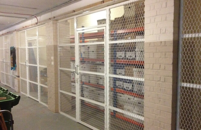RSG4000 mesh security enclosures on storage units in South London.