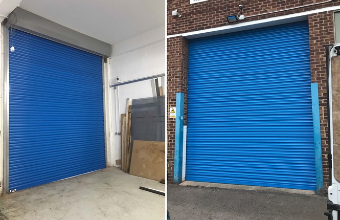 RSG5000 solid electric industrial security shutter installed externally to an industrial unit in Morden.