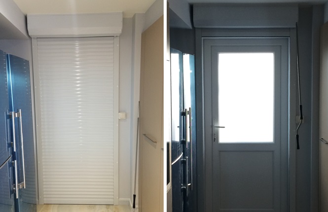 RSG5100 continental door security shutter fitted to a residential apartment in Belsize Grove, North London.