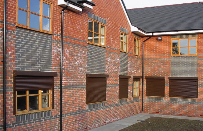 RSG5200 security roller shutter providing security to a secondary school in Central London.