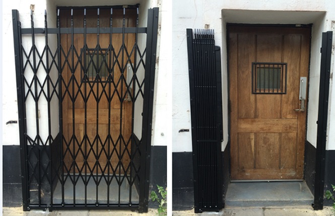 RSG1000 retractable security door grilles fitted to a residential property in Merton.