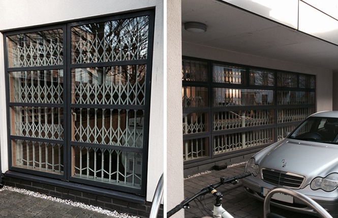 RSG1000 retractable security grilles providing security to an office in London.