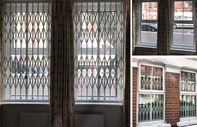 RSG1000 retractable security window grilles fitted in Harlow.
