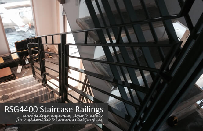 RSG4400 staircase railings on commercial building.