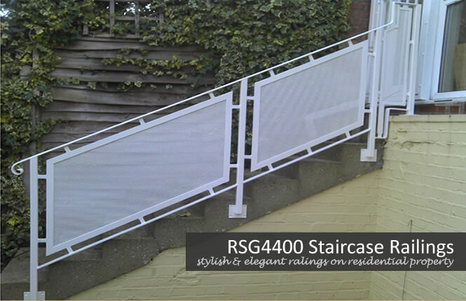 Stylish RSG4400 railings on domestic stairs in Wimbledon.