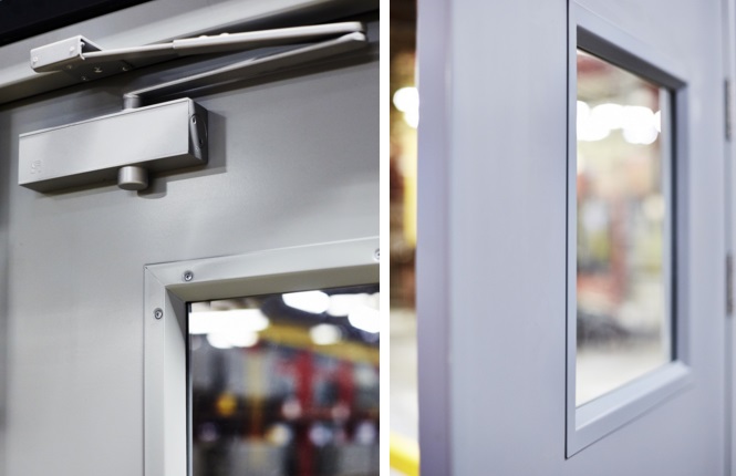 Our RSG8000 entry doors showcasing the quality of hardware, vision panels & powder coating finish.