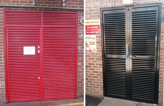 RSG8200 louvre doors securing industrial plant's rooms in Mitcham.